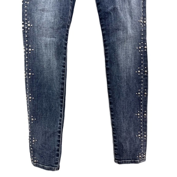 7 For All Mankind Faded Black Mid Rise Skinny Jean with Studs In Vintage Noir 26 - Picture 7 of 11